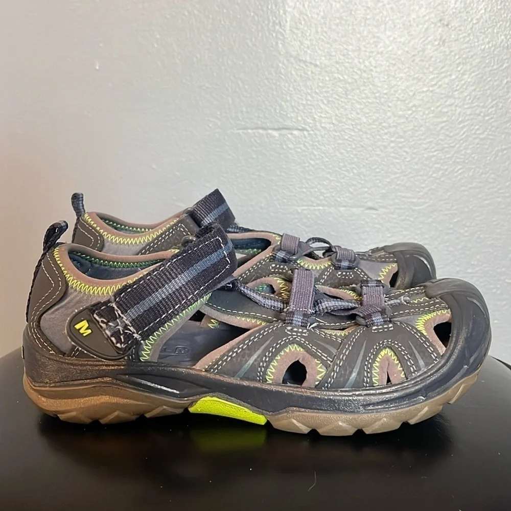Merrell Hydro Hiker Sandals Boys 2W, leather, gray/blue
